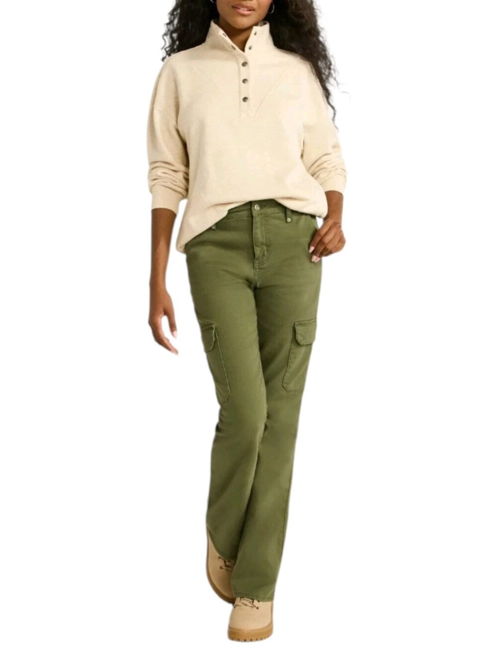 Time and Tru Olive Green Bootcut Utility Pants Cargo Size 16
